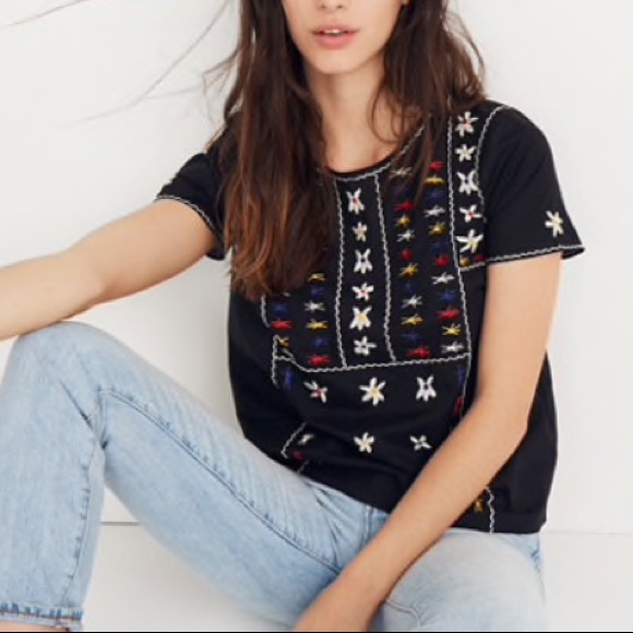 Madewell black boho embroidered top XXS - Picture 1 of 6